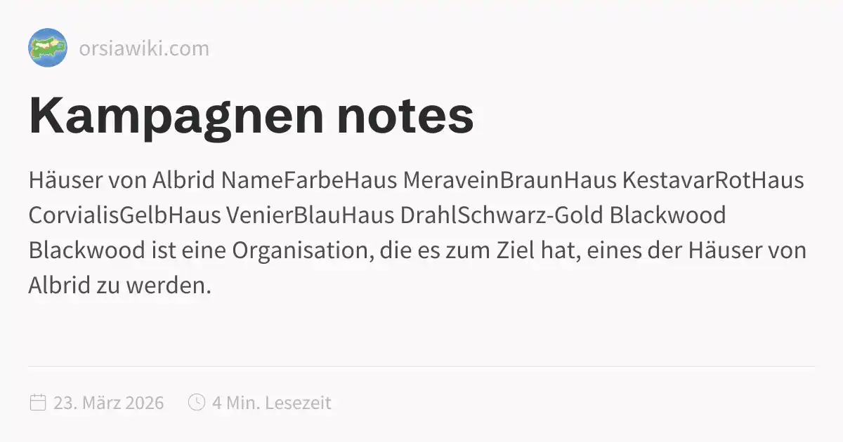 Kampagnen notes