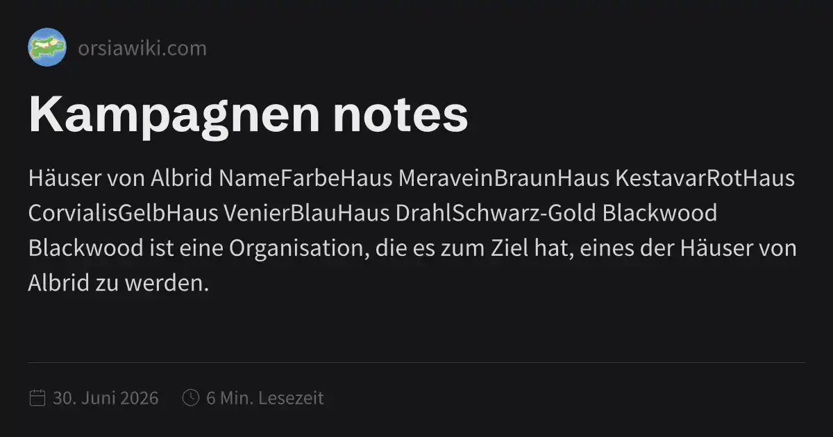 Kampagnen notes