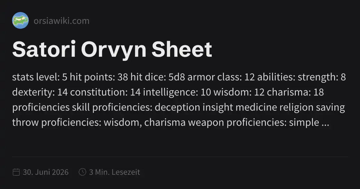 Satori Orvyn Sheet